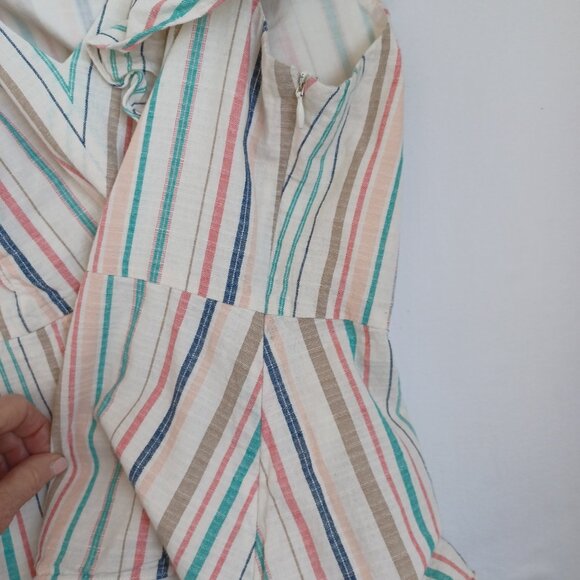 Parker Top Halsey Stripe V Neck Cotton Side Zip Pullover Womens Large - Picture 7 of 13